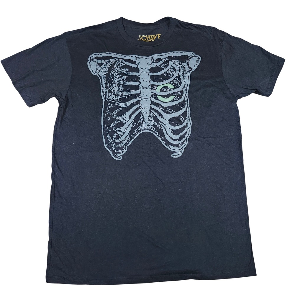 The Chive T Shirt Mens Large Black Skeleton Rib Cage Keep Calm Graphic Tee‎